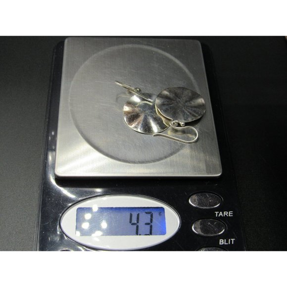 Sterling Silver Tarnished Circle Pattern Dangle Earrings Vintage Wedding - Picture 5 of 5